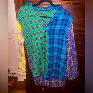 Fashion Nova Women’s Multicolored Plaid Long Sleeve Button Down size S